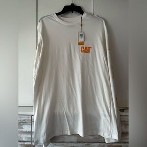 🆕 CAT Caterpillar Long Sleeve Logo Tee Size M Workwear Graphic Shirt